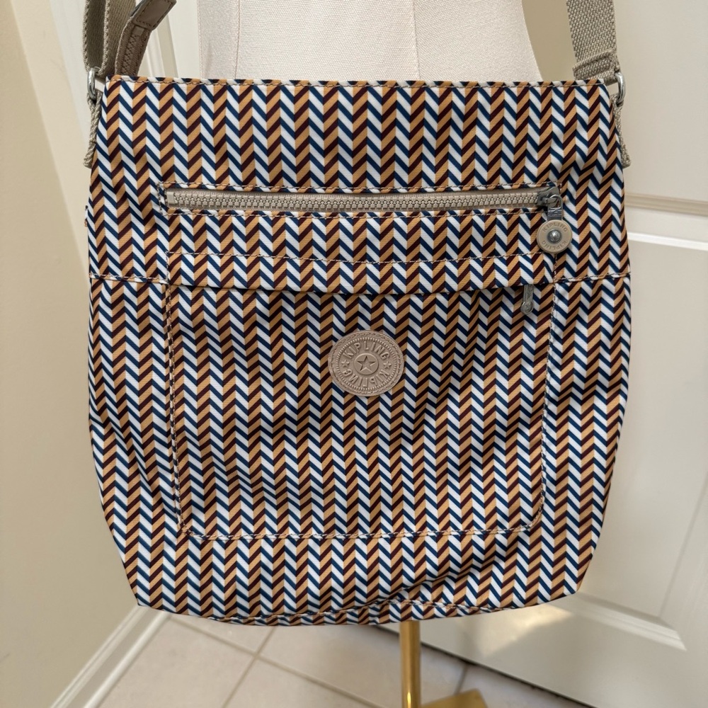 Kipling Geometric Pattern Crossbody Bag Purse Zip… - image 1